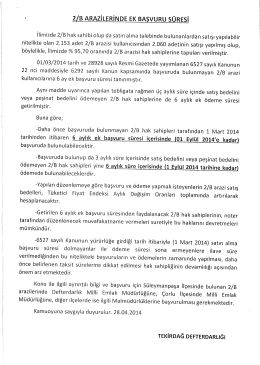 z/B ARAZİLERİNDE EK BAŞVURU sÜREsi