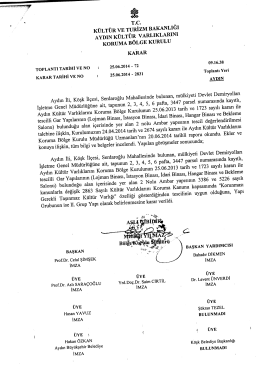 Tc KÜLTÜR vE TURİZM BAKANLIĞI AYDIN KÜLTÜR vARLIKLARINI