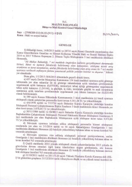 T.C.Maliye Bakanlığı Genelgesi (2015 Yılı Mali ve Sosyal Haklar)