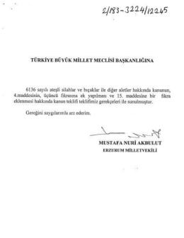 Ateşli Silahlar ve Bıçaklar İle Diğer Aletler Hakkında Kanunda