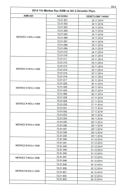 2014 Yılı Merkez İl&ccedil;e ASM ve AH 2.Denetim Planı