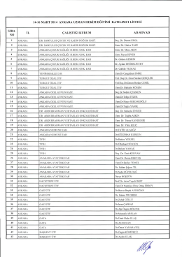 14-16 mart 2014 ankara uzman hekim eğitimi katılımcı listesi