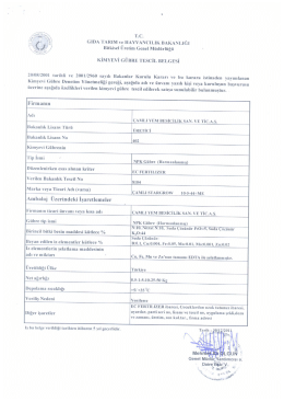 GIDA TARIM ve HAYVANCİLİK BAKANLIĞI Bitkisel