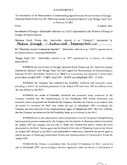 AGREEMENT On Amendment of the Memorandum of understanding