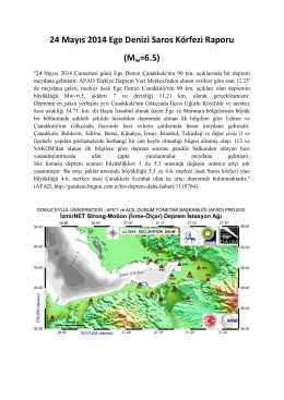 24 Mayıs 2014 Ege Denizi Saros Körfezi Raporu (Mw=6.5)