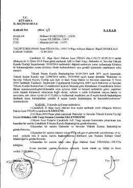 Hakimler ve Savcılar Y&uuml;ksek Kurulu &Uuml;yeliği se&ccedil;imi ile ilgili K&uuml;tahya İl