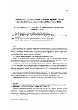 Diyalizinin Serum Lipoprotein (a) Diizeylerine Etkisi