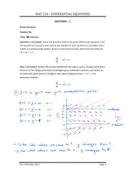 MAT 210 - DIFFERENTIAL EQUATIONS