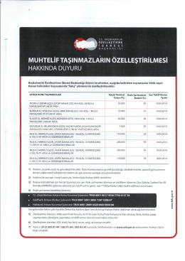 muhtelif taşınmazların özelleştirilmesi bilgilerine ulaşmak için tıklayınız
