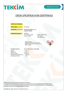 T E M Döküman NO. 55-ng ÜRÜN SPESİFİKASYON