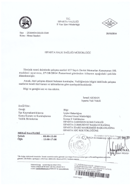 T.C. ISPARTA vALILIĞI ll Yazı İşleri M&uuml;d&uuml;rl&uuml;ğ&uuml;