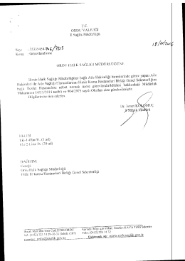 ORDU vALlLlĞl ll Sağlık Müdürlüğü