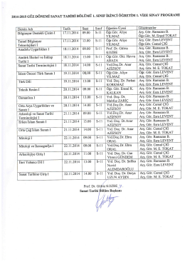 2014-2015 G&Uuml;z D&Ouml;NEMİ sANAT TARİHİ B&Ouml;L&Uuml;M&Uuml; 1. sINIF İKİNCİ