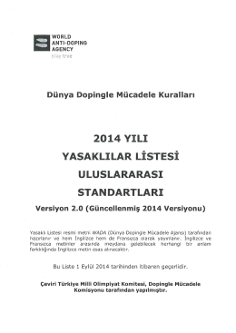 2014 Yılı Yasaklılar Listesi Uluslararası Standartları