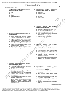 AÖF Pazarlama Yönetimi | 2014 Dönem Sonu İNDİR