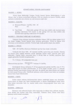s&Ouml;NM&Uuml;Ş KİRE&Ccedil; TEKNİK sARTNAMEsİ