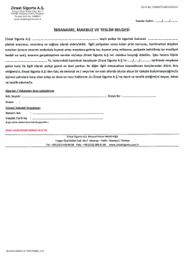 Ziraat Sigorta A.Ş. Form No: Hoooo73.o4oızoıo.oı