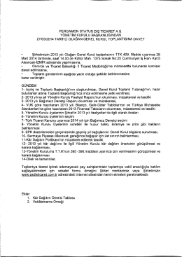 2013 Yılı Genel Kurul Toplantı Daveti - Pergamon