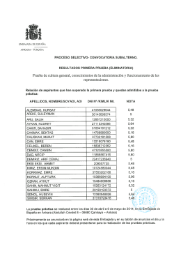 proceso selectivo- convocatoria subalterno. resultados primera prueba