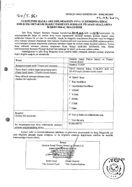 iHRA&ccedil; BELGESİ - Demirer Holding