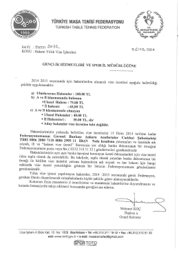 TURKISH TABLE TENNıs FEDERATION Ql GENÇÆESPOR