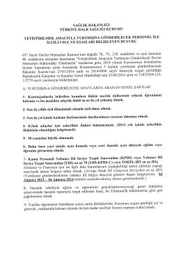 Duyuru - Kütahya Halk Sağlığı Müdürlüğü