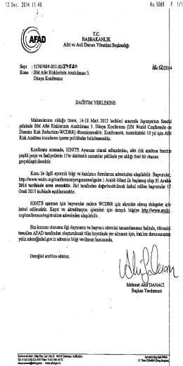 BM Afet Risklerinin Azaltılması 3. Dünya Konferansı
