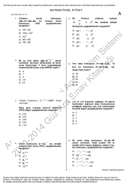 AÖF Matematiksel İktisat | 2014 Ara Sınav İNDİR