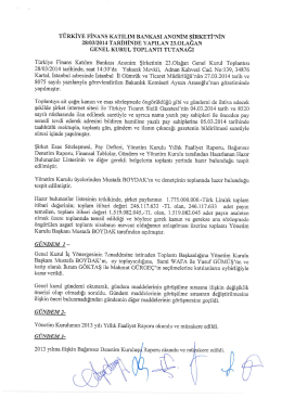 TÜRKİYE FİNANS KATıLıM BANKASI ANONİM şjRKETPNİN