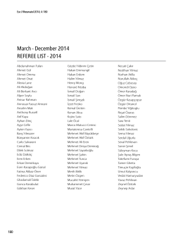 March - December 2014 REFEREE LIST