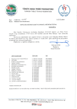 GENÇLER SAKARYA - Türkiye Masa Tenisi Federasyonu