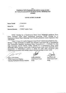 rc. TEKİRDAĞ B&Uuml;Y&Uuml;KŞEHİR BELEDİYE BAŞKANLIĞI sU vE