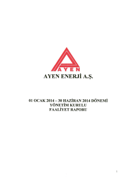 2014 Yılı 6 Aylık Faaliyet Raporu