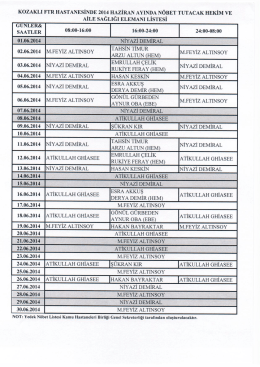 Kozaklı FTR Hastanesi Nöbet Listesi
