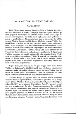 BALKAN TÜRKLERİ VE BULGARLAR