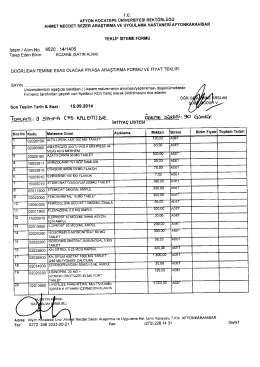 Istem /Alım No: - Afyon Kocatepe &Uuml;niversitesi