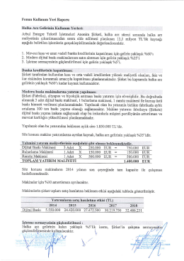 Fonun Kullanım Yeri Raporu