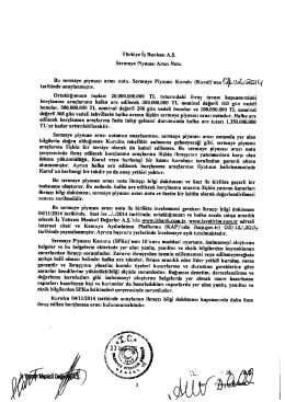 Türkiye İş Bankası A.Ş. Sermaye Piyasası Aracı Notu Bu