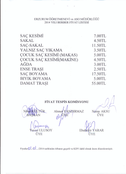SAÇ KESİMİ Å 7.00TL SAKAL 4.50TL SAÇ