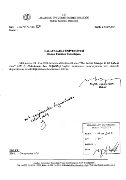 n TC Q) ANADOLU ÜNİVERSİTESİ REKTÖRLÜĞÜ Hukuk Fakültesi