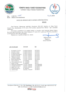 TÜRKİYE MASA TENİSİ FEDERASYONU (í ` Q)