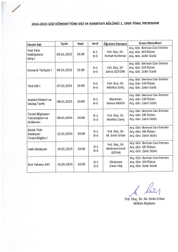 2014-2015 G&uuml;z D&Ouml;NEMİ T&Uuml;RK DiLi vE EDEBİYATI B&Ouml;L&Uuml;M&Uuml; 1