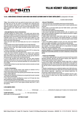 Sözleşme Formu - ARSİM Alarm Haber Alma Merkezi