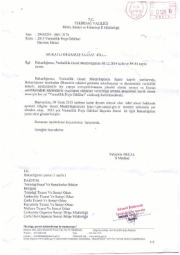 2015 Verimlilik Proje &Ouml;d&uuml;lleri Başvuru S&uuml;reci