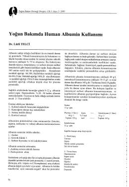 Yoğun Bakımda Human Albumin Kullanımı