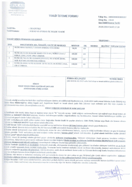 TEKLİF İSTEİVIE FORMU Talep No. : M00000000000007