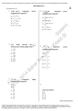 AÖF Matematik 2 Çıkmış Sorular | 2014 Ara Sınav İNDİR