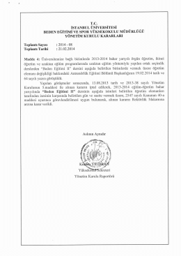 Beden Eğitimi II dersi canlı ders programı saatleri hk. (13/03/2014)