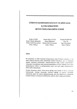 &Ccedil;imento Kompozisyonunun Ve Kimyasal Katkı K&ouml;keninin Beton