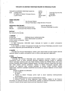 TOPLANTI vE GÖSTERİ YÜRÜYÜŞÜ öNLEME vE MÜDAHALE PLANI